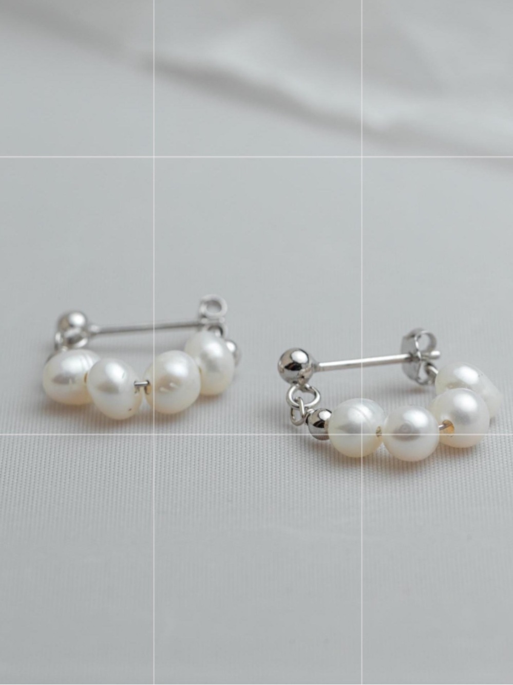 925 Sterling Silver Hoop Earrings with Pearls